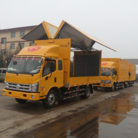 Hydraulic open type wing van truck beer transport side open cargo truck for sale